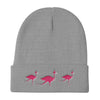 E. P. Lee, and the puppy howls collections all, BIG DADDY FLAMINGO MOVING-RIGHT-ALONG Embroidered Knit Beanie, Big Daddy collection, Family-Flamingo collection