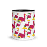 E. P. Lee, and the puppy howls collections all, BIG DADDY FLAMINGO Sur La Plage Mug with color inside, Big Daddy Collection, Family-Flamingo collection