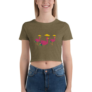 E. P. Lee, and the puppy howls collections all, BIG DADDY FLAMINGO SUR LA PLAGE Women's crop tee, BIG DADDY COLLECTION, FLAMINGO-FAMILY COLLECTION