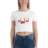 E. P. Lee, and the puppy howls collections all, BIG DADDY FLAMINGO SUR LA PLAGE Women's crop tee, BIG DADDY COLLECTION, FLAMINGO-FAMILY COLLECTION
